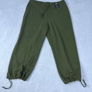 Lerner New York Pants Women's Large Green Active Cropped Drawstring Legs